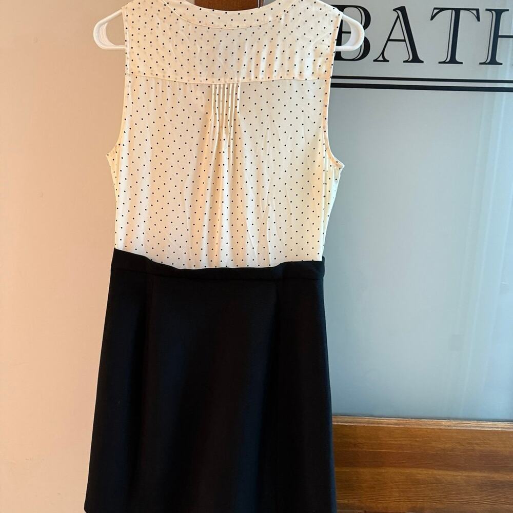 J. Crew Black and Cream Polka Dot Silk Dress Sleeveless Size 6 NEW!!!